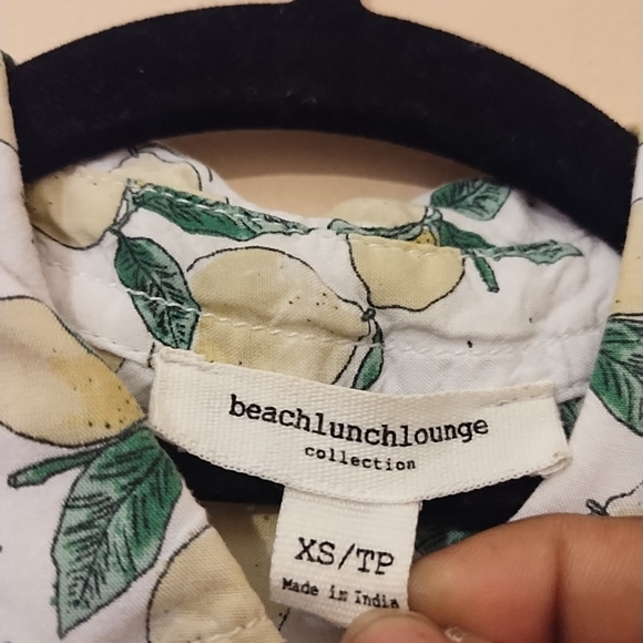 Beachlunchlounge Lemon & Leaf 100% Viscose Button Up Novelty Print Shirt Sz XS - Picture 5 of 8